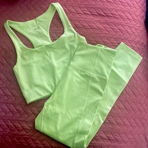 Girlfriend Collective Lime Leggings and Bra Set